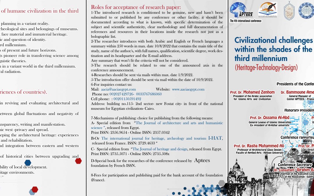 Eleventh International Conference Civilizational challenges within the shades of the third millennium (Heritage-Technology-Design) (Strasbourg – France) 8 October 2022